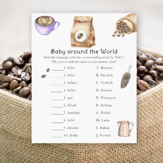 Koffie baby shower - Baby rond de wereld spel (Creator heeft geüpload)