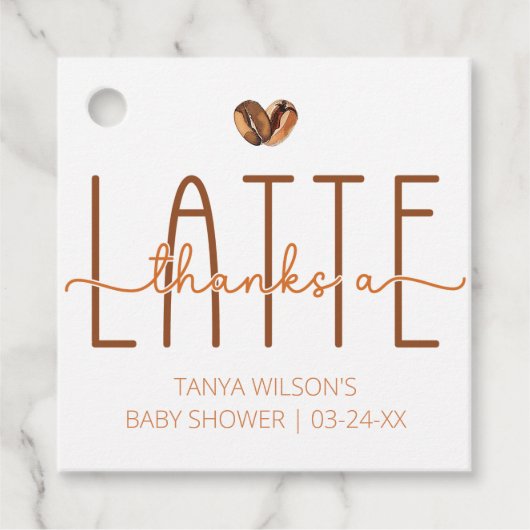 Koffie Baby shower Bedankt A Latte Bedankjes Labels (Voorkant)