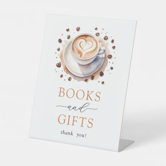 Koffie Baby shower boeken en geschenken teken Reclamebord Met Voetstuk (Voorkant)