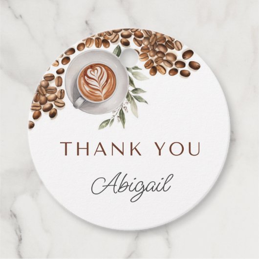 Koffie Baby shower - een Baby is brouwen Bedankjes Labels (Voorkant)