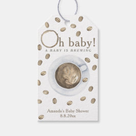 Koffie Baby shower - Een baby is brouwen Cadeaulabel