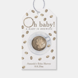 Koffie Baby shower - Een baby is brouwen Cadeaulabel