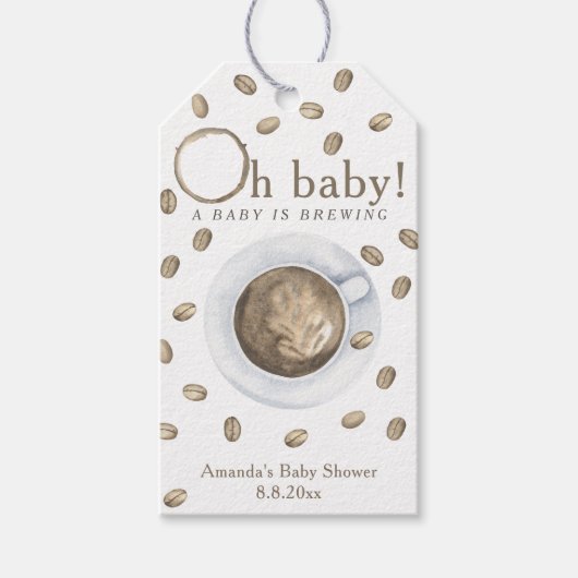 Koffie Baby shower - Een baby is brouwen Cadeaulabel (Voorkant)