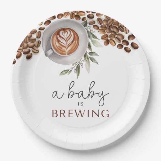Koffie Baby shower - een Baby is brouwen Papieren Bordje (Voorkant)
