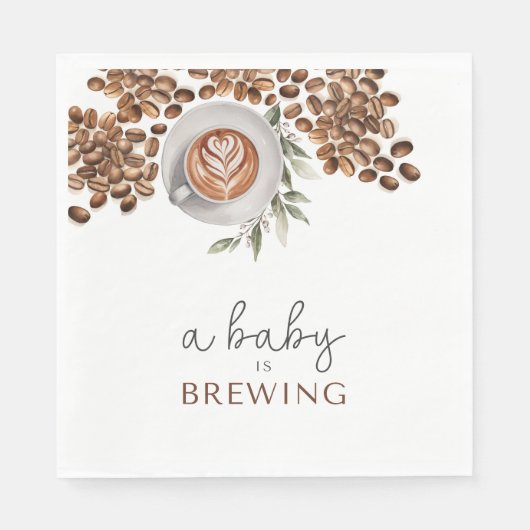Koffie Baby shower - een Baby is brouwen Servet (Voorkant)