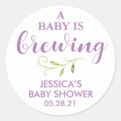 Koffie Baby shower groen gunst Ronde Sticker (Voorkant)