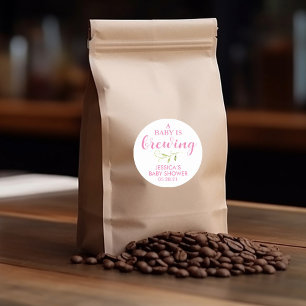Koffie Baby shower groen gunst Ronde Sticker