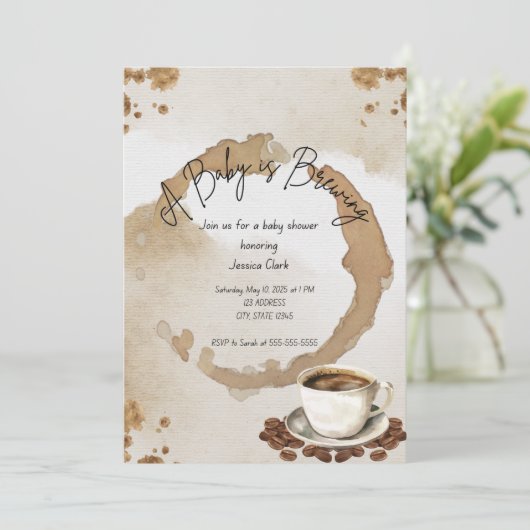 koffie-Baby shower Kaart (Staand voorkant)