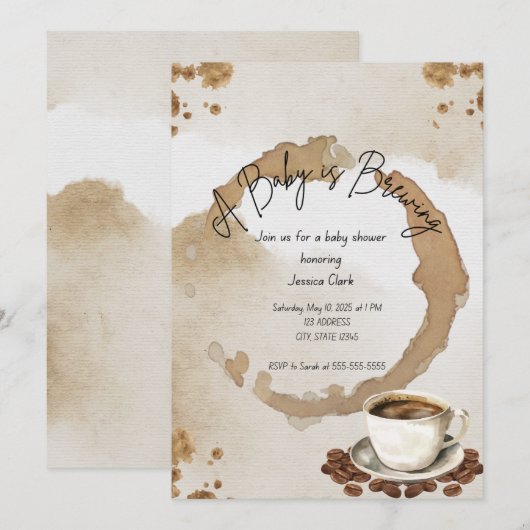 koffie-Baby shower Kaart (Voorkant / Achterkant)