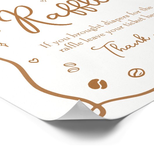 Koffie Baby shower Luier Raffle Poster (Hoek)