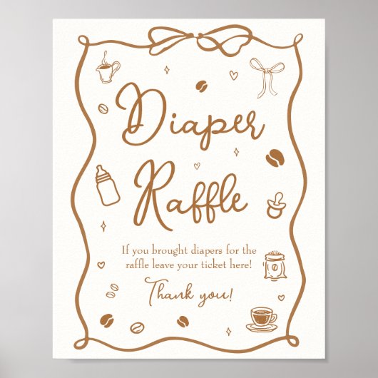 Koffie Baby shower Luier Raffle Poster (Voorkant)