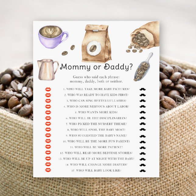 Koffie baby shower - mama of papa spel (Creator heeft geüpload)