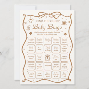 Koffie Baby Shower Raad de Gast Bingo Spelkaart Kaart