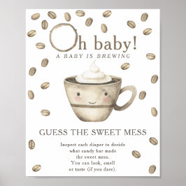 Koffie baby shower Raad de zoete rotzooi Poster