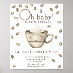Koffie baby shower Raad de zoete rotzooi Poster