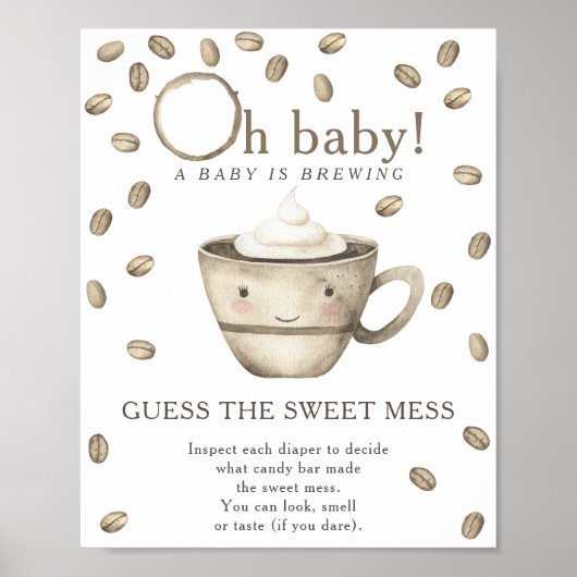 Koffie baby shower Raad de zoete rotzooi Poster (Voorkant)