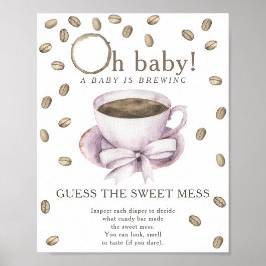 Koffie baby shower Raad de zoete rotzooi Poster (Voorkant)