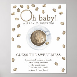 Koffie baby shower Raad de zoete rotzooi Poster