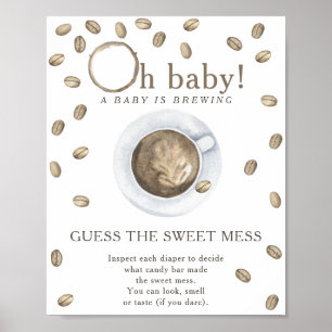 Koffie baby shower Raad de zoete rotzooi Poster