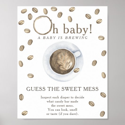 Koffie baby shower Raad de zoete rotzooi Poster (Voorkant)