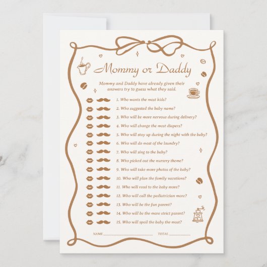 Koffie Baby shower Raad wie spel Kaart (Voorkant)