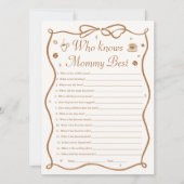Koffie Baby shower Wie kent Mama Beste Game Kaart (Voorkant)