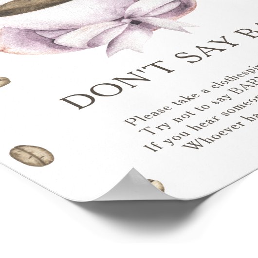 Koffie baby shower - Zeg niet baby Poster (Hoek)