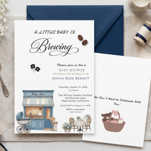 Koffie Baby Thema Modern Uitnodiging voor Babyfees