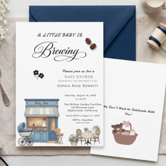 Koffie Baby Thema Modern Uitnodiging voor Babyfees