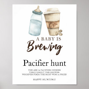 koffie babyfopspeen jacht baby shower spel poster
