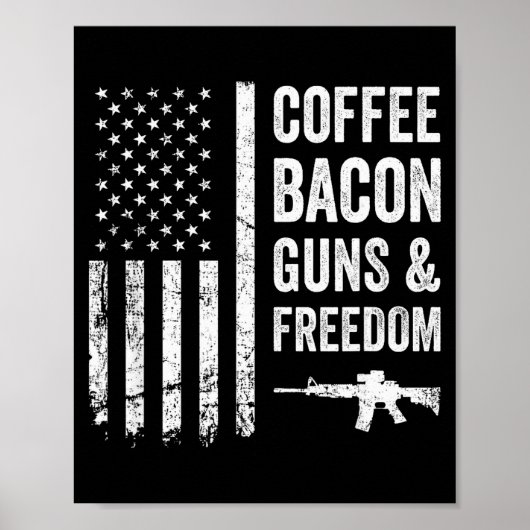 Koffie Bacon Guns &amp; Dom - Bbq Grill Grappig Pi Poster (Voorkant)