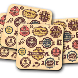 Koffie- badges | Coffee Cork Onderzetter set Glazen Onderzetter