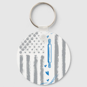 Koffie bakken- Vintage USA Amerikaanse vlag voor b Sleutelhanger