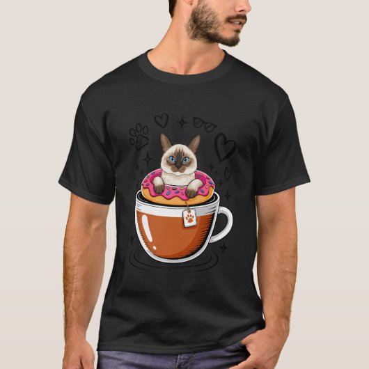 Koffie Balinese Kat Donut T-shirt (Voorkant)