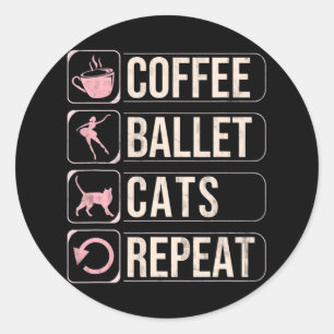 Koffie Ballet Katten Herhaal Grappige Dansende Dan Ronde Sticker