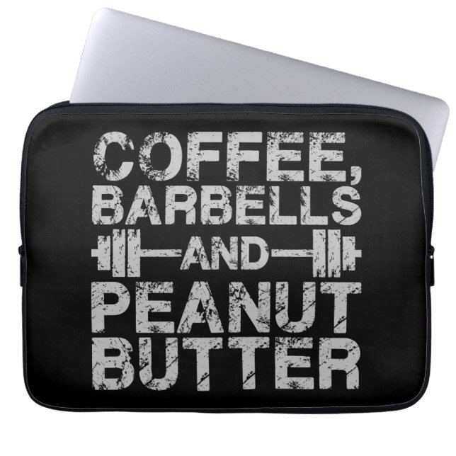 Koffie, Barbels en pindakter - Funny Workout Laptop Sleeve (Voorkant)