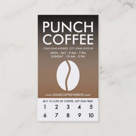 Koffie Bean Blur Punch Card Klantenkaartje (Voorkant)