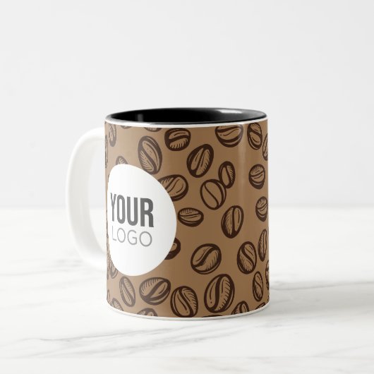 Koffie Bean Doodle Custom Logo Mok (Voorkant links)