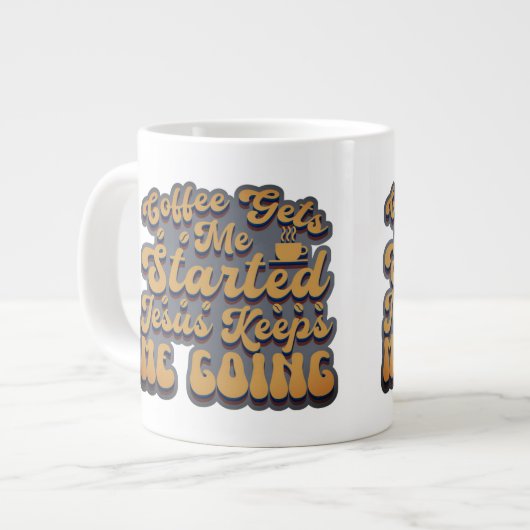 Koffie begint me grote koffiekop (Links)