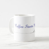 Koffie begint mijn hart koffiemok (Voorkant links)