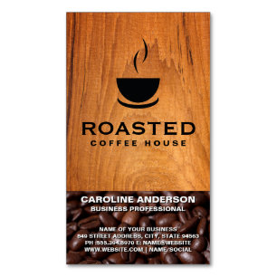 Koffie   Beker van Java   Koffiebonen Magnetisch Visitekaartje