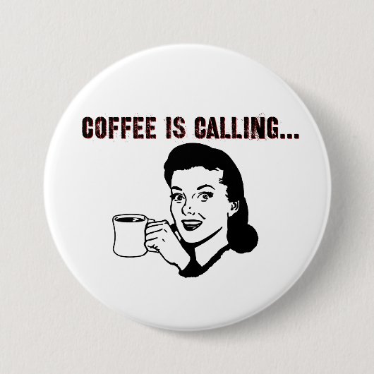 Koffie belt. ronde button 7,6 cm (Voorkant)