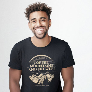 Koffie Bergen Wi-Fi Grappig T-shirt