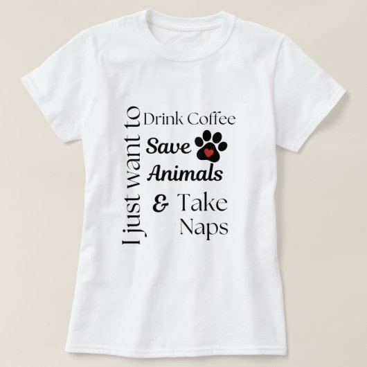 Koffie bespaart dieren dutjes t-shirt (Design voorkant)