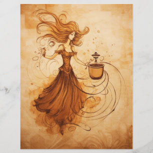 Koffie bevlekt papier Lady Dancing