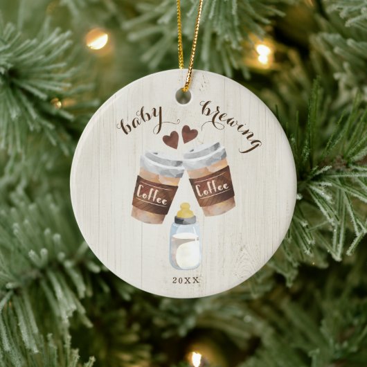 Koffie, bier- en Baby-flessenstaarten van baby Keramisch Ornament (Boom)