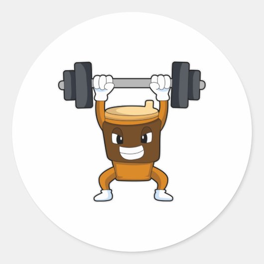 Koffie bij Sterke training met Barbell Ronde Sticker (Voorkant)