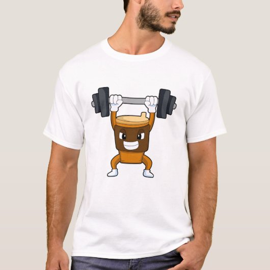 Koffie bij Sterke training met Barbell T-shirt (Voorkant)
