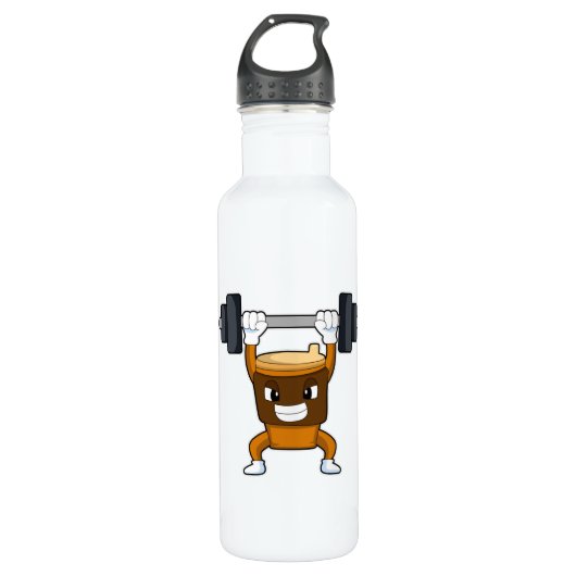 Koffie bij Sterke training met Barbell Waterfles (Voorkant)