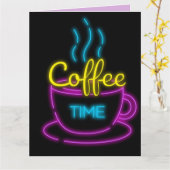 KOFFIE BIRTHDAY BIG NEON RETRO FRAMABLE KAART (Gele Bloem)